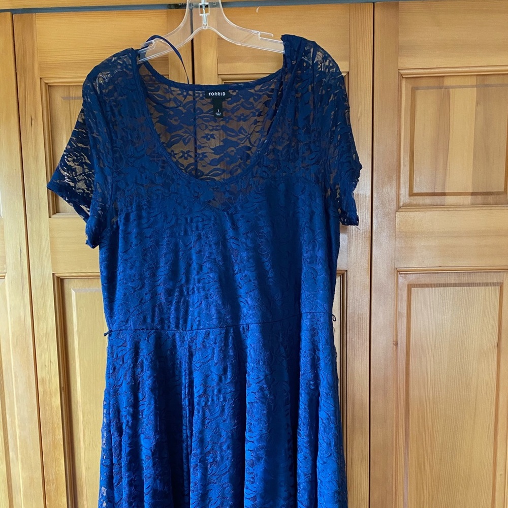 Torrid, size 1, blue lace, no belt. Like new